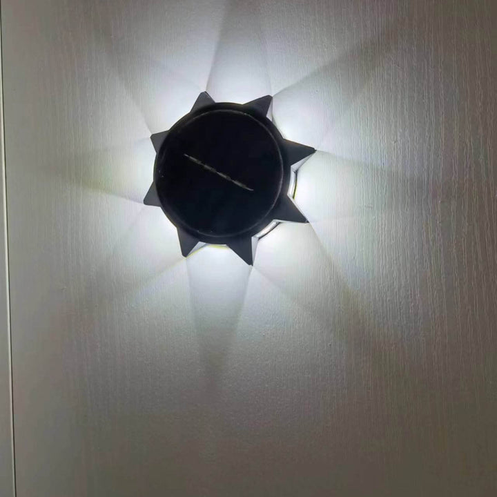 Modern Minimalist Outdoor Solar Octagonal Round ABS LED Wall Sconce Lamp for Garden