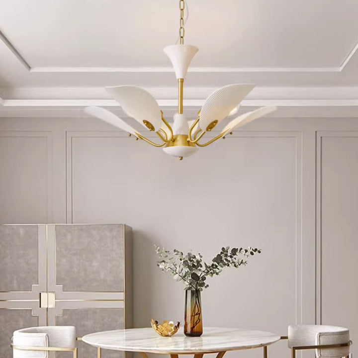 Chandelier traditionnel vintage rond en céramique cuivrée pour chips de pomme de terre 3/5 lumières pour salon 