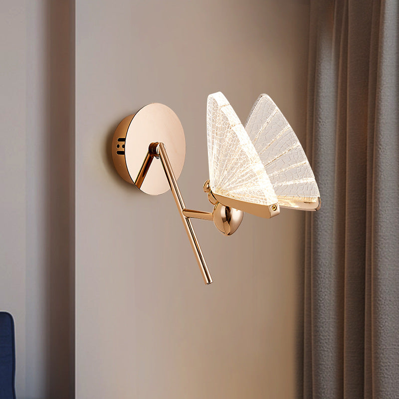 Applique murale LED en alliage de zinc Art Déco moderne en forme de papillon pour salon 