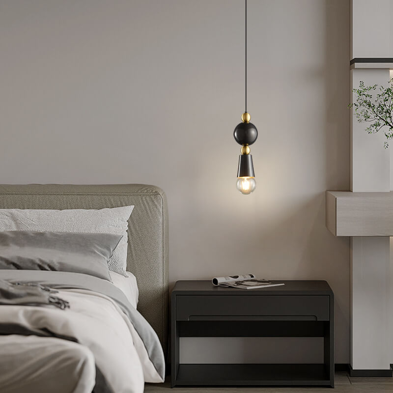 Modern Minimalist Geometric Column Glass Brass 1-Light Pendant Light for Living Room