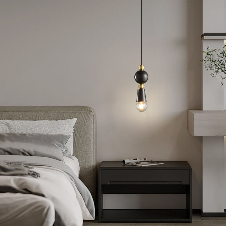 Modern Minimalist Geometric Column Glass Brass 1-Light Pendant Light for Living Room