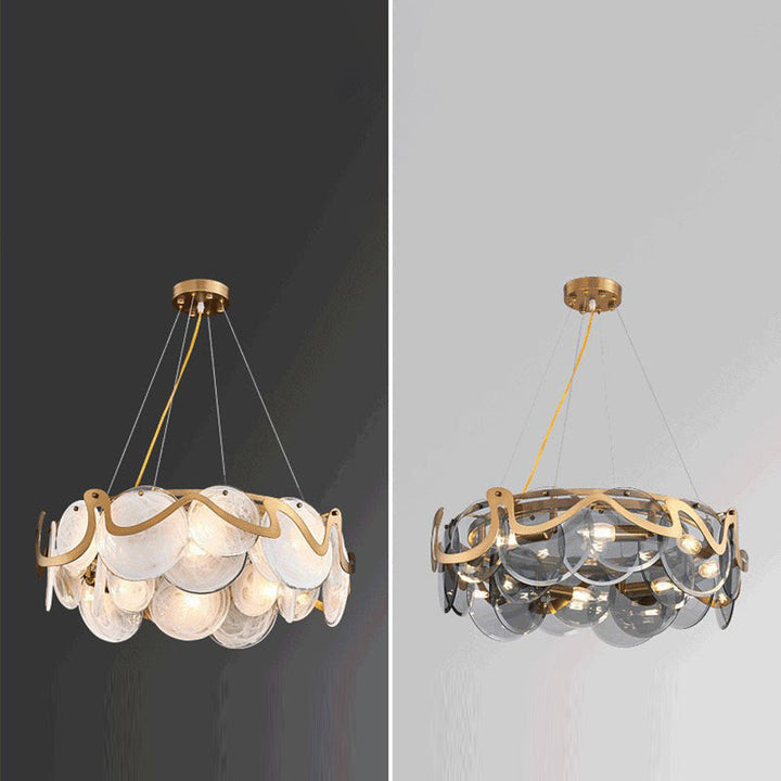 Zeitgenössischer Luxus-Kronleuchter mit Eisenrahmen und Glasscheibe, 8/10 Lichter, für Schlafzimmer 