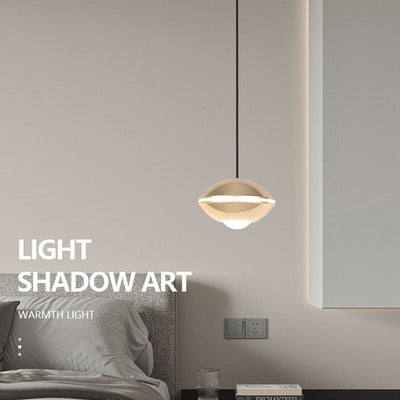 Zeitgenössische nordische ovale Aluminium-Acryl-LED-anhebbare Pendelleuchte für Wohnzimmer 
