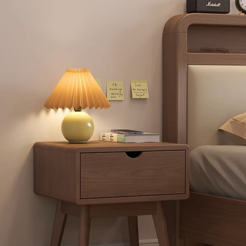 Mesita de noche moderna de simplicidad cuadrada cúbica rectangular de madera de caucho con 1/2 cajón para al lado de la cama 