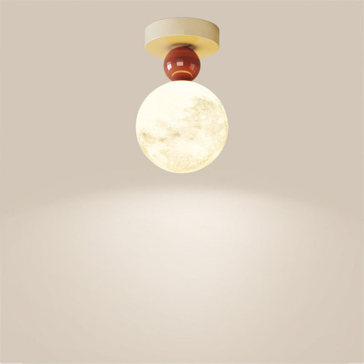 Moderne minimalistische rechteckige runde Kugel Mond Eisen Harz 1/2/3 Licht Semi-Flush Mount Deckenleuchte für Flur 