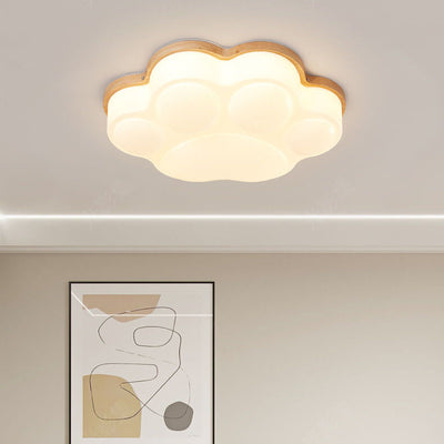 Nordic Creative Cat Paw Design Wood PE LED Flush Mount Ceiling Light