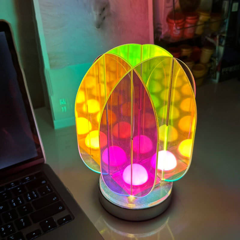 Modern Minimalist Clear Dazzle Acrylic Iron USB Geometry LED Art Decoration Table Lamp For Bedroom