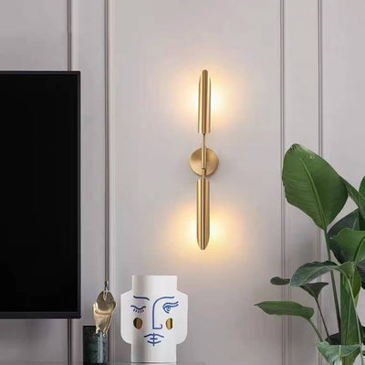 Modern Luxury Gold Iron Lampshade Cylinder 1/2-Light Wall Sconce Lamp