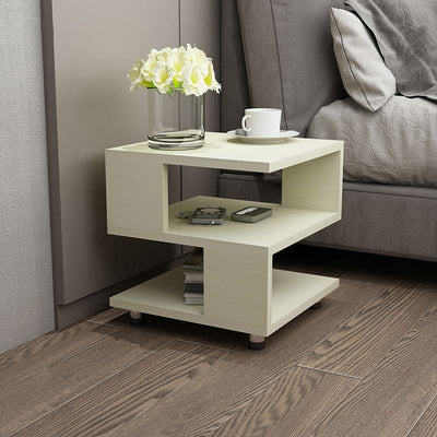 Table d'appoint contemporaine avec plateau carré en cube à 3 niveaux pour chevet 