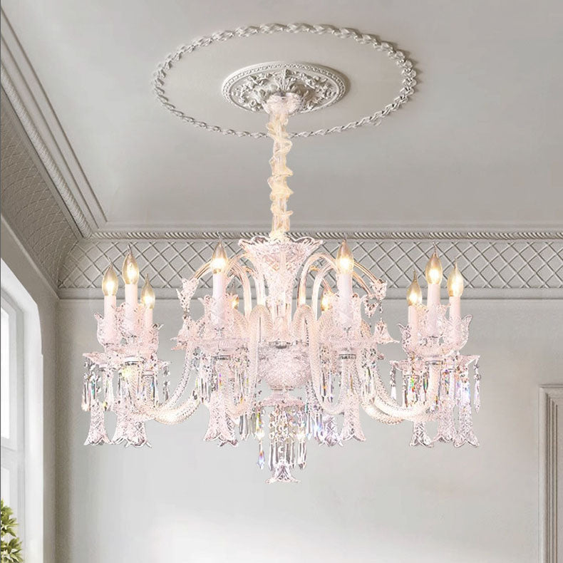 Moderne Luxus Spitze Kerze Hardware Glas Kristall 6/10 Licht Kronleuchter Für Wohnzimmer 