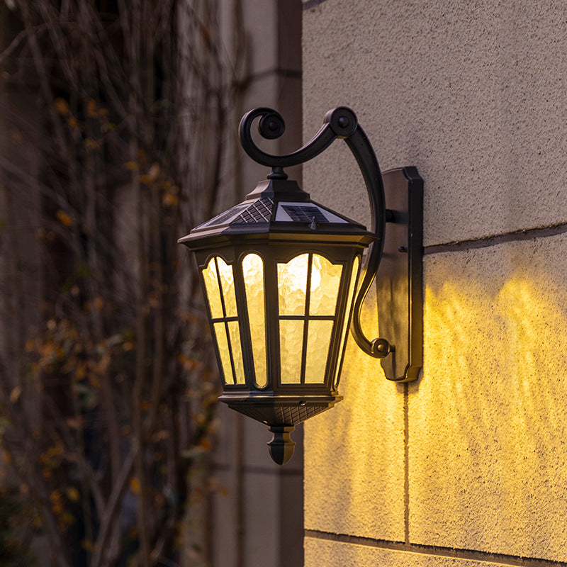 Lámpara de Aplique de Pared Exterior de 1 Luz con Farol Cubo de Casa de Campo Tradicional de Aluminio y Vidrio para Jardín 