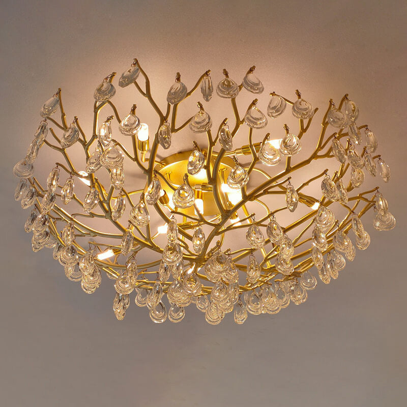 Europäisches Leichtluxus Gold Glamour Kristall 10/12-Licht Deckenleuchte 