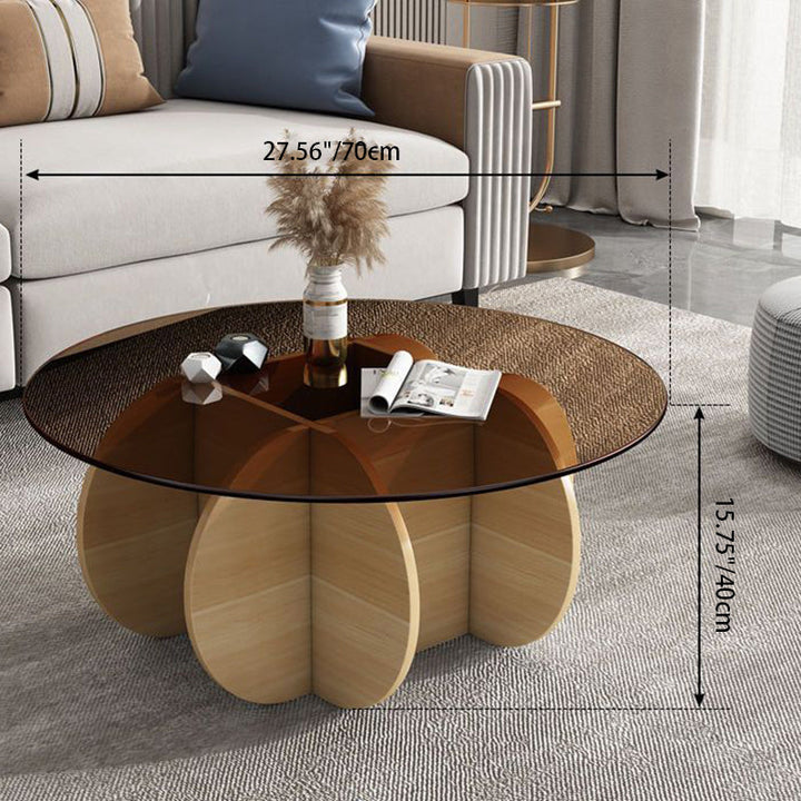 Modern Luxury Round Oval Cross Base Glass MDF Coffee Table For Living Room