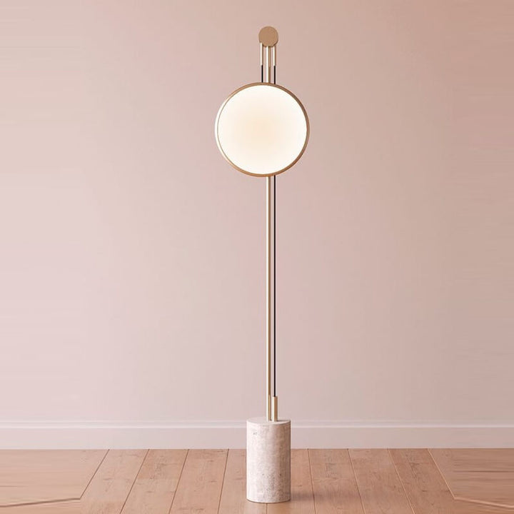 Europäische einfache runde Schirm Eisen Faux Marmorstruktur Basis LED Stehende Stehlampe 