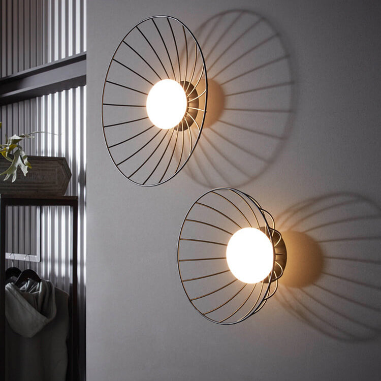 Modern Minimalist Straw Hat Iron 1-Light Wall Sconce Lamp
