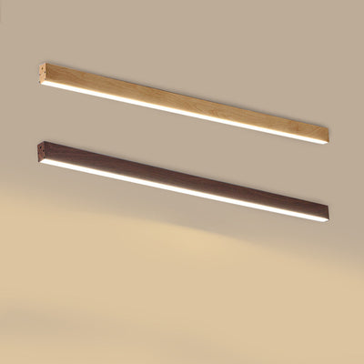 Modern Minimalist Wood Grain Aluminum Strips LED Flush Mount Ceiling Light