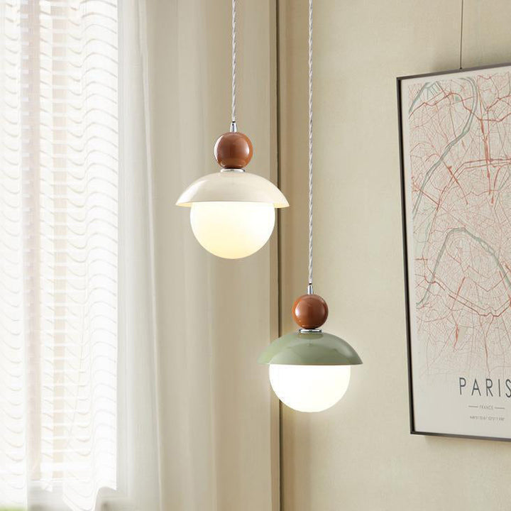 Lámpara Colgante de 1 Luz de Vidrio de Hierro con Globo Redondo Minimalista Moderno para Dormitorio 
