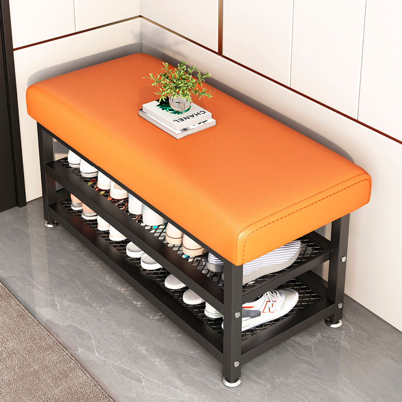 Modern Luxury Rectangle Synthetic Fabric Carbon Steel Shoe Storage 2-Shelf For Entryways