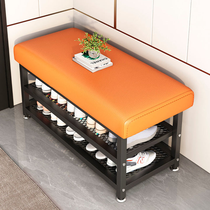 Modern Luxury Rectangle Synthetic Fabric Carbon Steel Shoe Storage 2-Shelf For Entryways