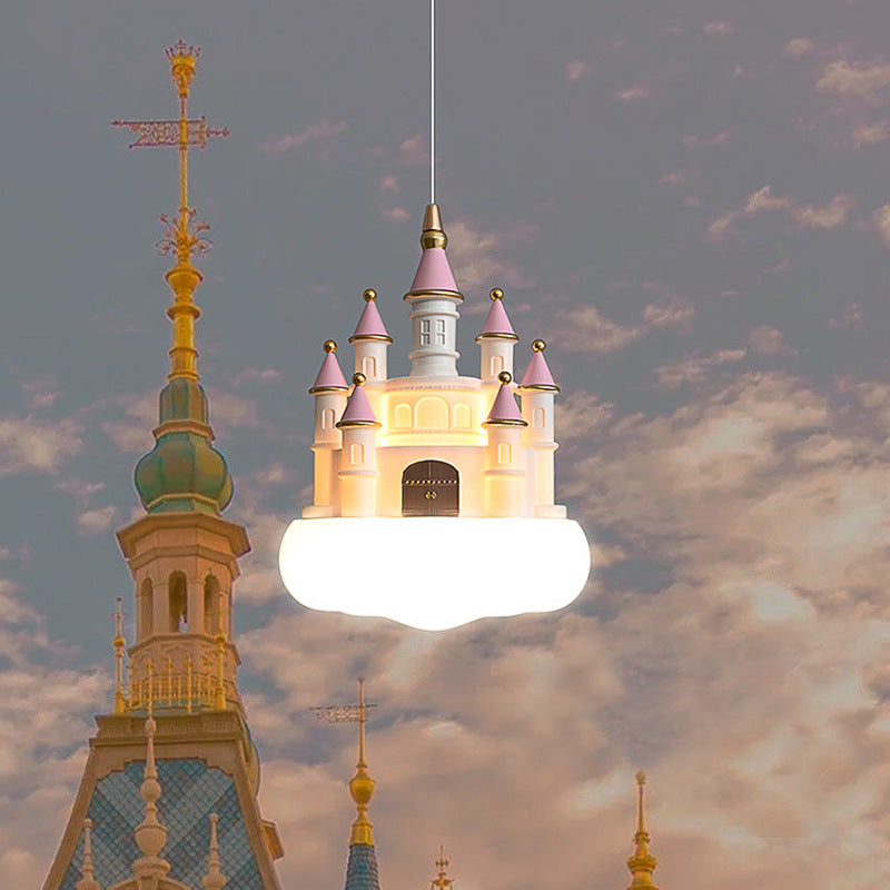 Contemporary Creative Cartoon Castle Design LED Pendant Light For Bedroom