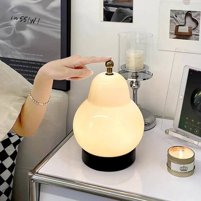 Modern Simplicity Metal Glass Pear USB LED Table Lamp For Bedroom