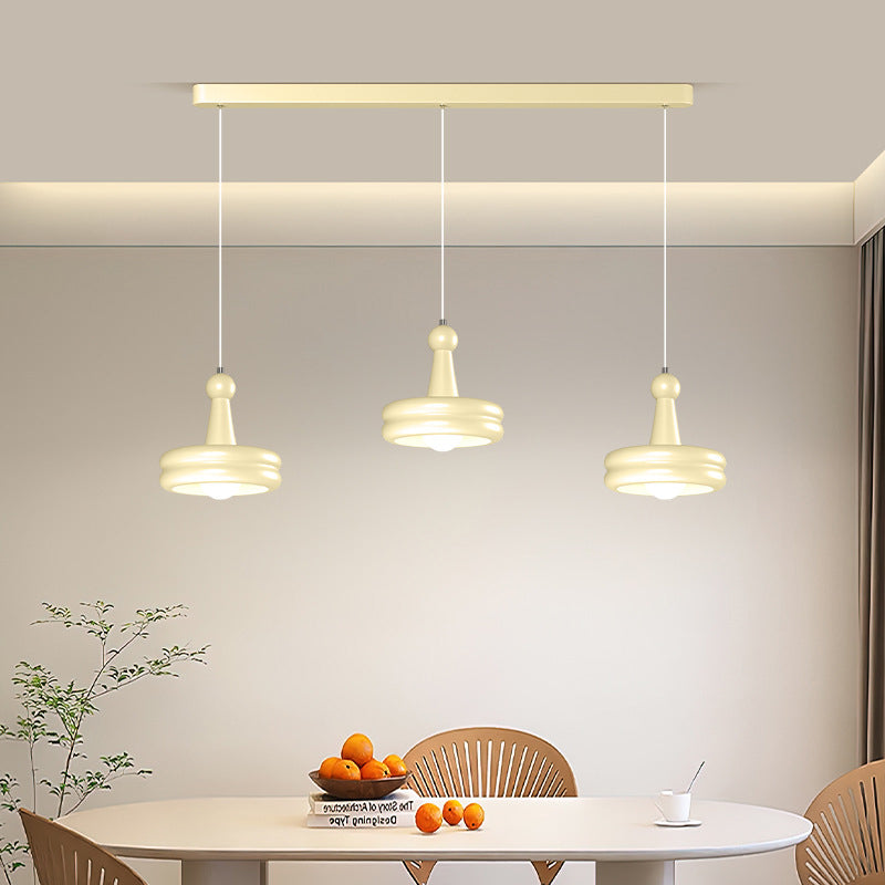 Zeitgenössischer nordischer Kirschglas-Eisen-3-Licht-Insel-Kronleuchter für Wohnzimmer 