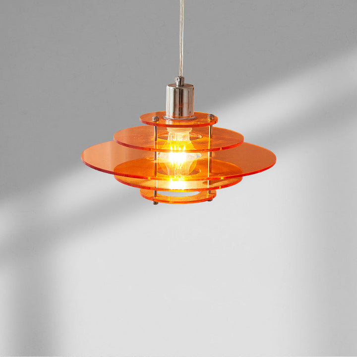 Lustre suspendu moderne minimaliste rond en acrylique avec matériel en forme de soucoupe volante à 1 lumière pour salon 