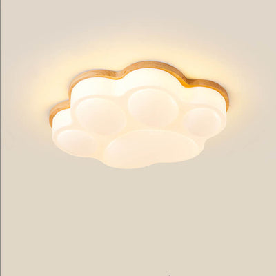 Nordic Creative Cat Paw Design Wood PE LED Flush Mount Ceiling Light