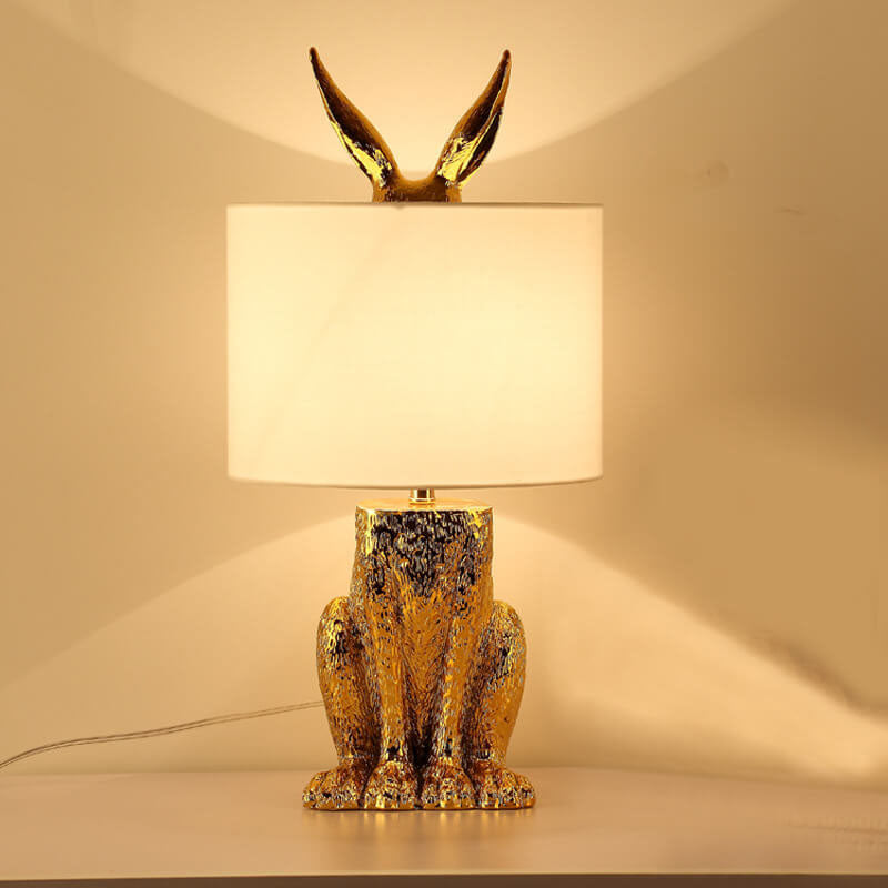 Corps de lampe lapin doré cylindrique créatif moderne 1 lumière lampe de table 