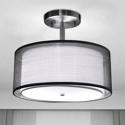 Moderne minimalistische runde Eisengewebe 3-Licht Halbbündige Deckenleuchte für Wohnzimmer 