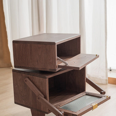 Table de nuit contemporaine pour enfants créative, robot, rectangulaire, cubique, en bois, pivotante, avec 2 armoires pour chambre à coucher 