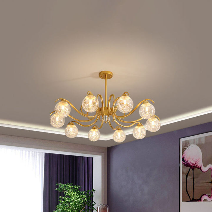 Modern Luxury Magic Bean Glass Gold Branch 6/8/10 Light Chandelier for Living Room