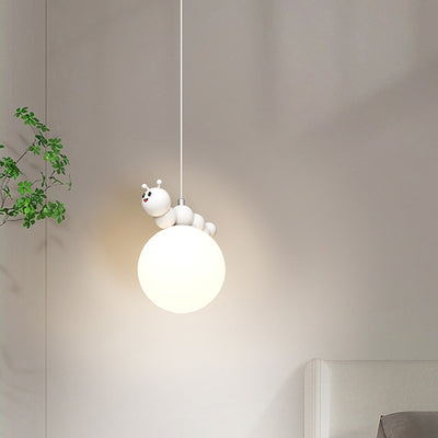 Contemporary Creative Cartoon Resin Caterpillar Flower Bud Shade LED Pendant Light For Bedroom