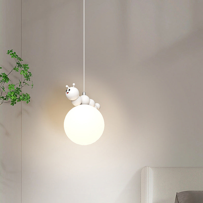 Contemporary Creative Cartoon Resin Caterpillar Flower Bud Shade LED Pendant Light For Bedroom
