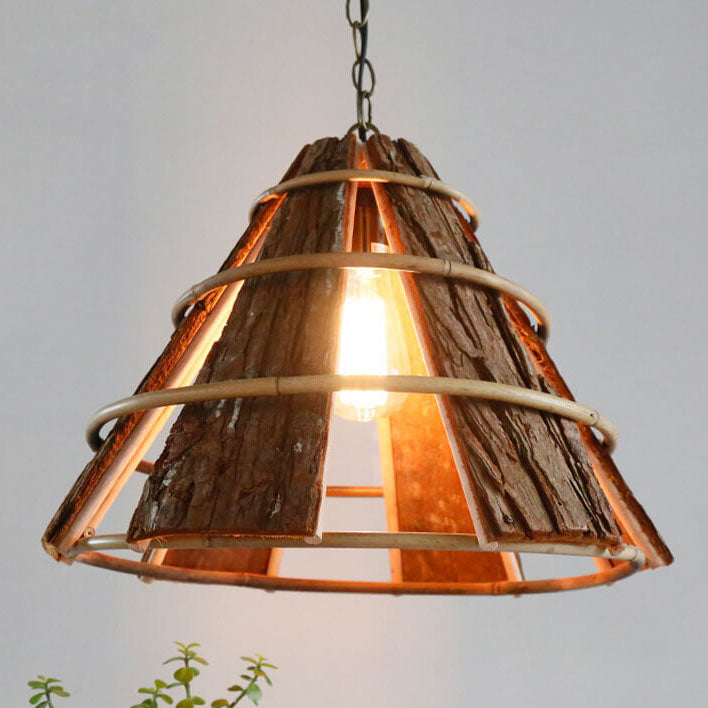 Moderne kreative minimalistische Rattan Grobe Rinde Horn 1-Licht Pendelleuchte 