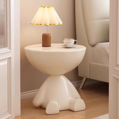 Table d'appoint ronde scandinave contemporaine avec base en PE et ours cartoon pour salon 