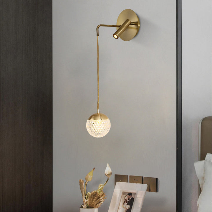 Contemporary Nordic Iron Acrylic Ball Pendant 1-Light LED Wall Sconce Lamp For Bedside