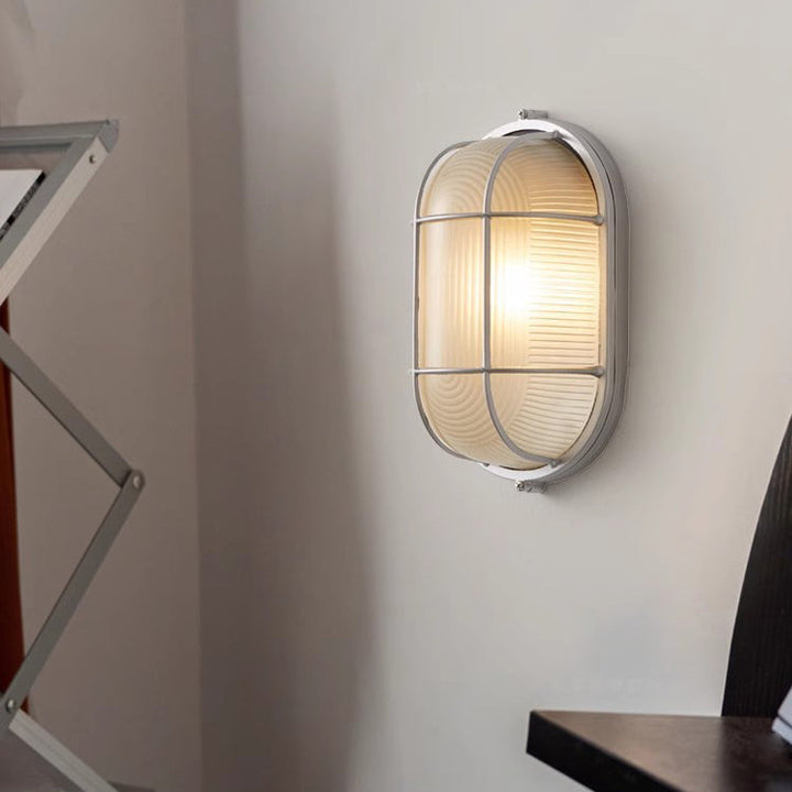 Applique murale contemporaine en aluminium et verre rond ovale à 1 lumière pour couloir 