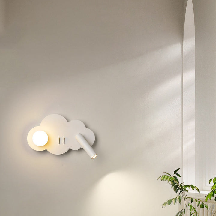 Lámpara de Aplique de Pared con Foco Giratorio LED de Forma de Nube de Acrílico y Aluminio de Simplicidad Contemporánea para Dormitorio 