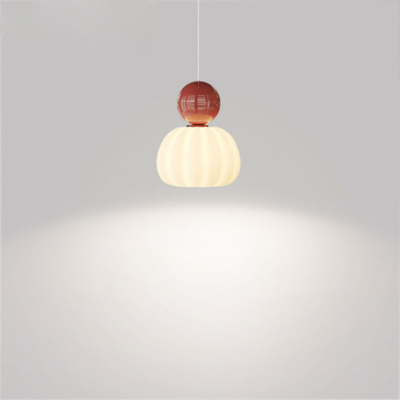 Suspension LED avec abat-jour en PE citrouille de simplicité contemporaine et boule en fer pour chambre 