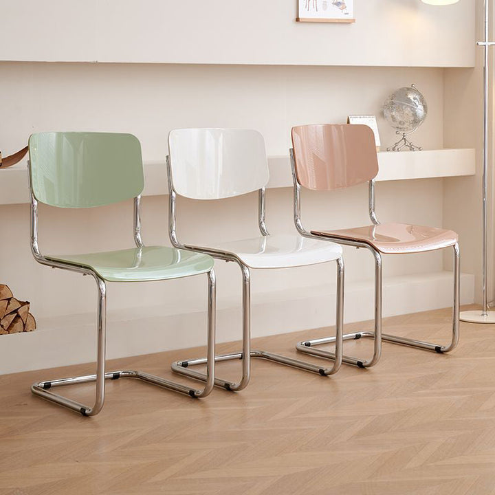 Moderner Einfachheit ABS Kohlenstoffstahl quadratischer Esszimmerstuhl Rückenlehne für Esszimmer 