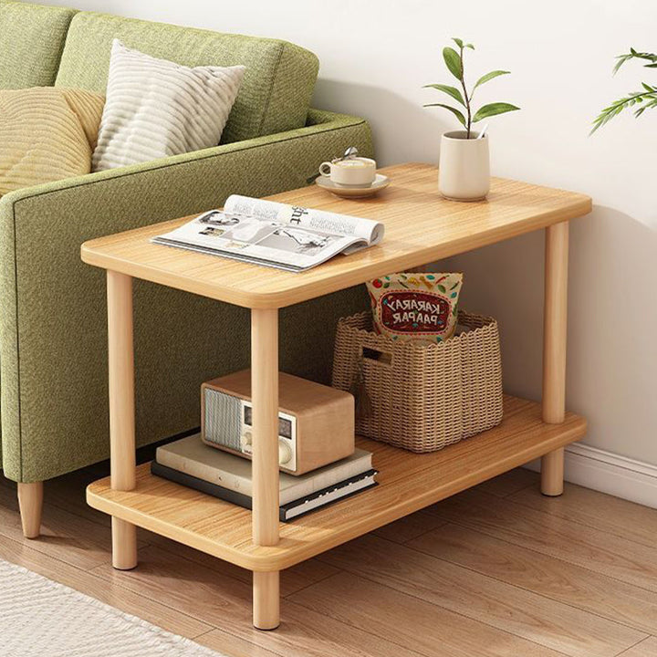 Traditioneller japanischer rechteckiger Beistelltisch aus Holz und MDF mit 3 Ebenen für das Wohnzimmer 