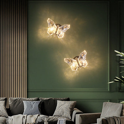 Zeitgenössische kreative Schmetterling Hardware Aluminium Acryl LED Wandleuchte Lampe für Wohnzimmer 