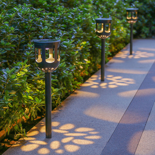 Éclairage paysager LED en cylindre creux ABS PMMA solaire étanche à la simplicité moderne pour jardin 