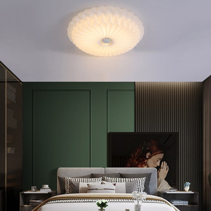Moderne Einfachheit Metall Acryl Runde Plissee LED Unterputz Deckenleuchte für Schlafzimmer 
