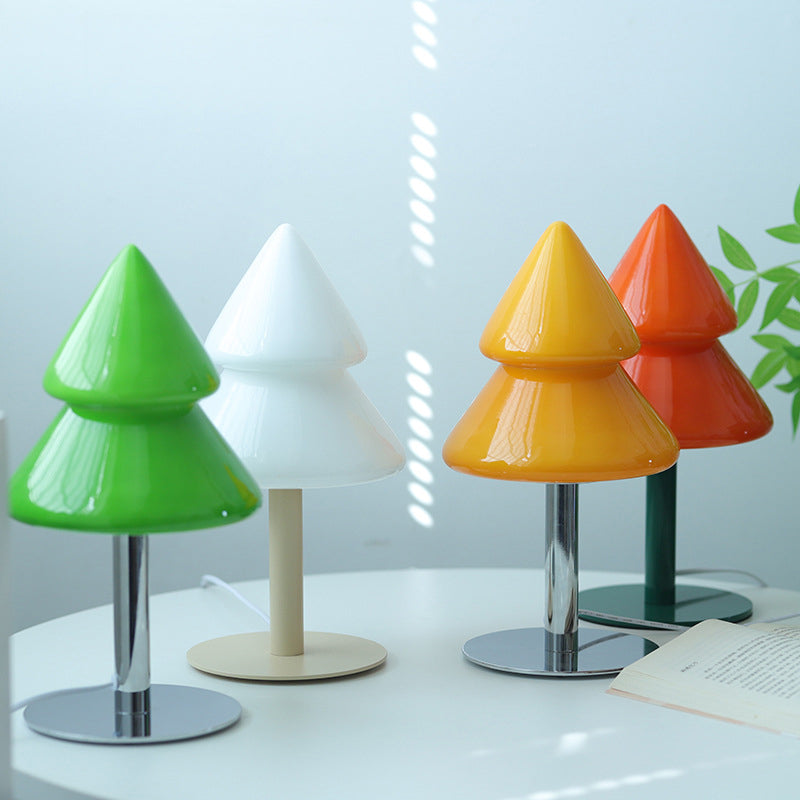 Modern Art Deco Iron Glass Christmas Tree LED Table Lamp For Bedroom