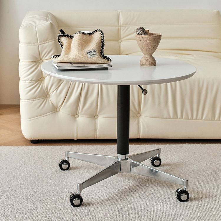 Zeitgenössischer Einfachheit MDF Runder Couchtisch Höhenverstellbar Neigung Caster Für Wohnzimmer 