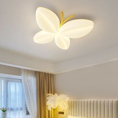 Modern Art Deco Butterfly Design Iron PE LED Flush Mount Ceiling Light For Bedroom