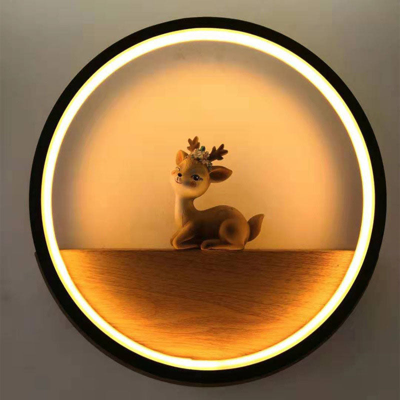 Applique murale LED en fer avec cerf créatif contemporain pour salon 