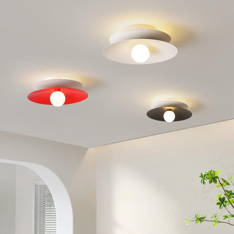 Modern Simple Iron Disc Acrylic Lampshade LED Flush Mount Ceiling Light